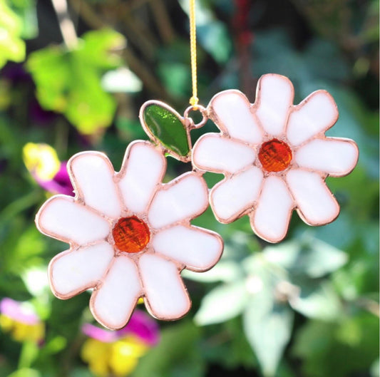 Double Daisy Flower Suncatcher Wind Spinner Light Catcher Window or Garden Hanging decoration