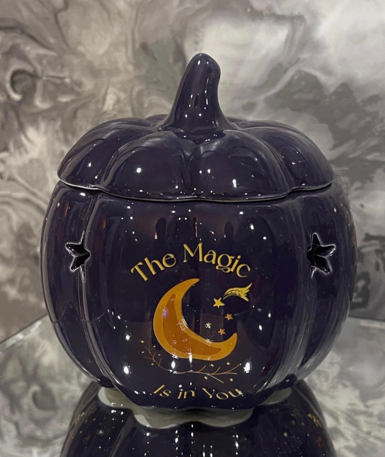 Ceramic Pumpkin Oil Burner – Moon & Stars Halloween Wax Melt Burner, Celestial Autumn Home Decor