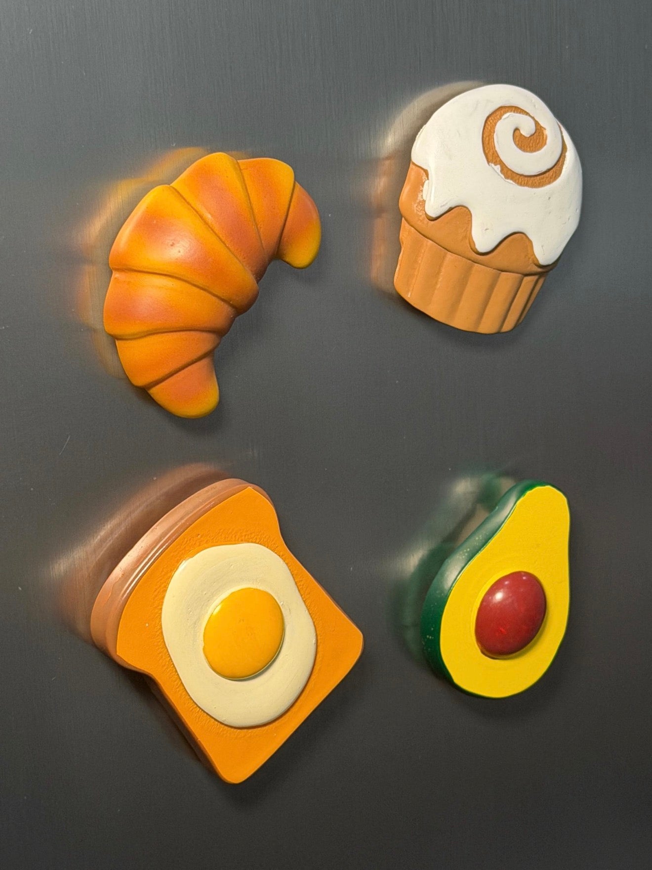 Breakfast Fridge Magnets Set | Cute Food Magnets | Croissant Egg Avocado Toast | Kitchen Decor Gift | Housewarming Gift Idea