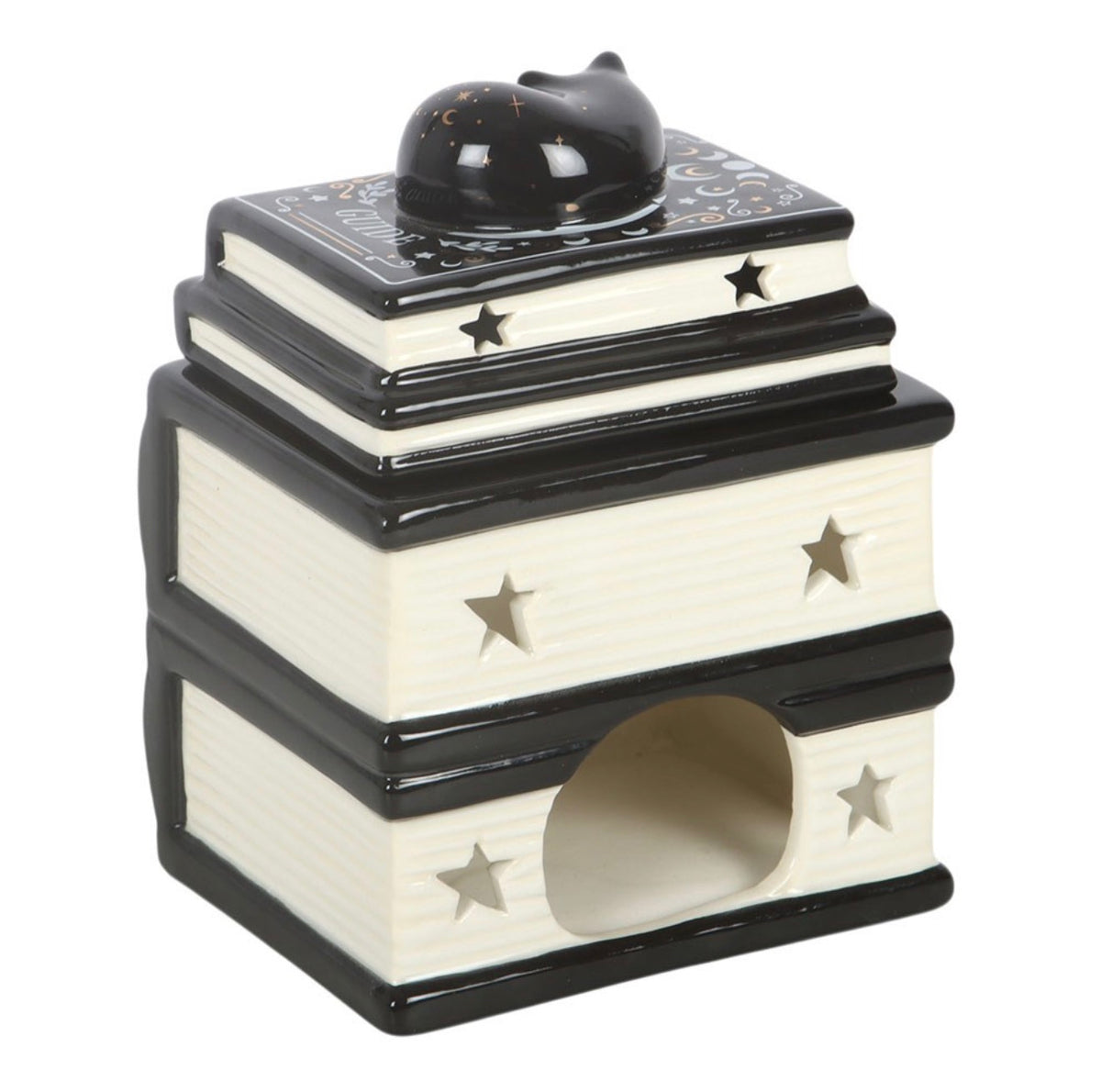 Black Cat Book Stack Oil Burner – Ceramic Wax Melt Burner