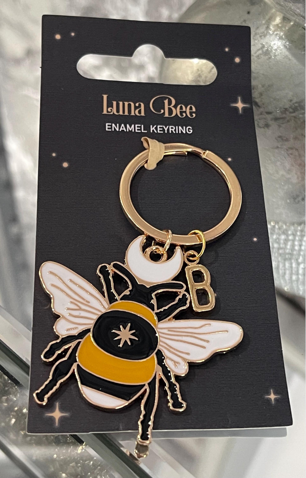 Personalised Luna Bee Enamel Keyring Handbag Charm - Gifts for Someone Special