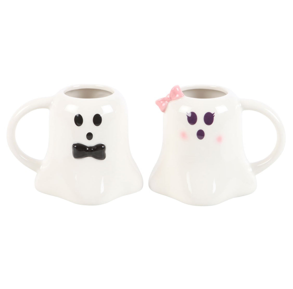 Halloween Ghost Couple Mugs – Mr & Mrs Boo Set | Matching Halloween Wedding or Couple Gift | Ceramic Ghost Mug Pair
