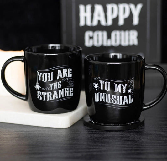 Novelty Strange & Unusual Gothic Couples Mug Cup Set Pottery 9th Wedding Anniversary Gift Ideas