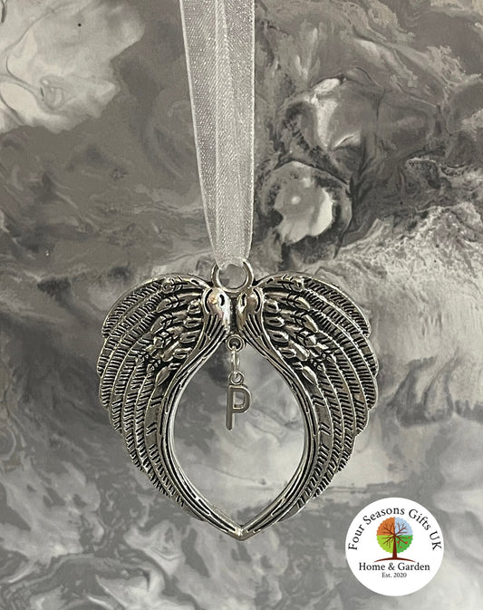 Silver Angel Wings Personalised Christmas Tree Hanging Decoration Ornament, Loving Memory Gift, Loss of Loved One Keepsake Remembrance Gifts