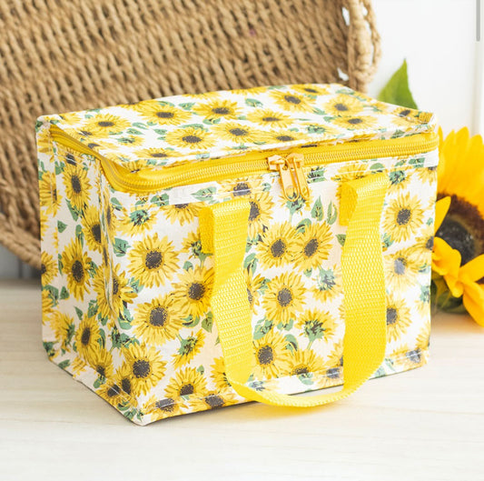 Sunflower Design Insulated Lunch Picnic Bag Made From Recycled Plastic, Wipe Clean.