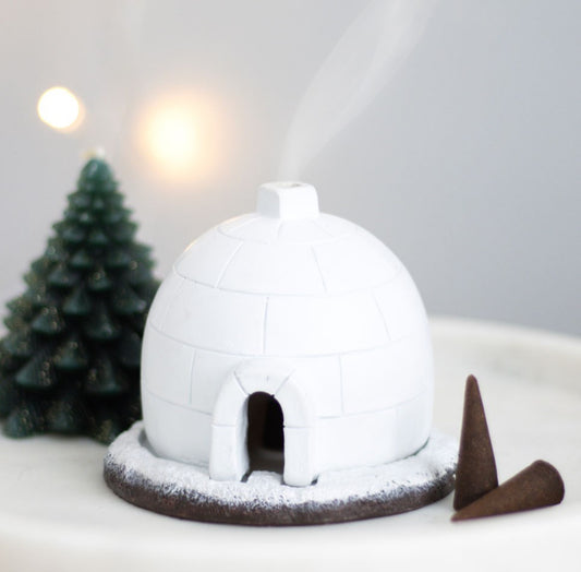 Igloo incense cone burner, Festive Winter Ornament Decoration