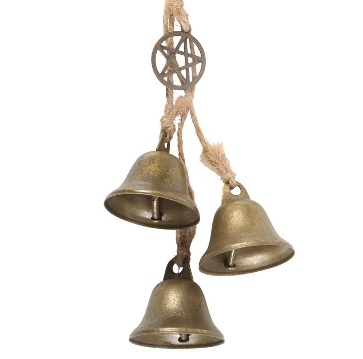 Green Witch Hanging Willow Pentagram with Bells – Witchy Wall Décor