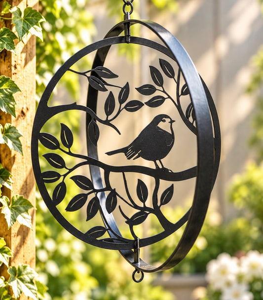 Robin Bird Metal Garden Wind Spinner