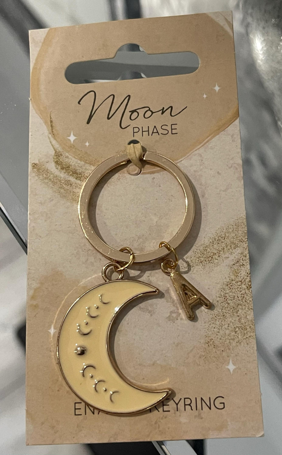 Personalised Moon Phase Crescent Enamel Keyring Handbag Charm - Gifts for Someone Special