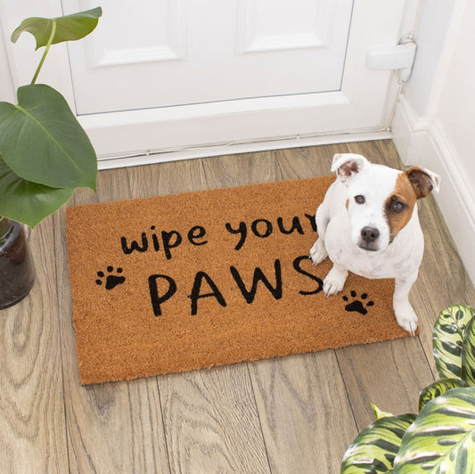 Wipe Your Paws Dog Lovers Natural Coir Non Slip Welcome Doormat Home Decor Gift