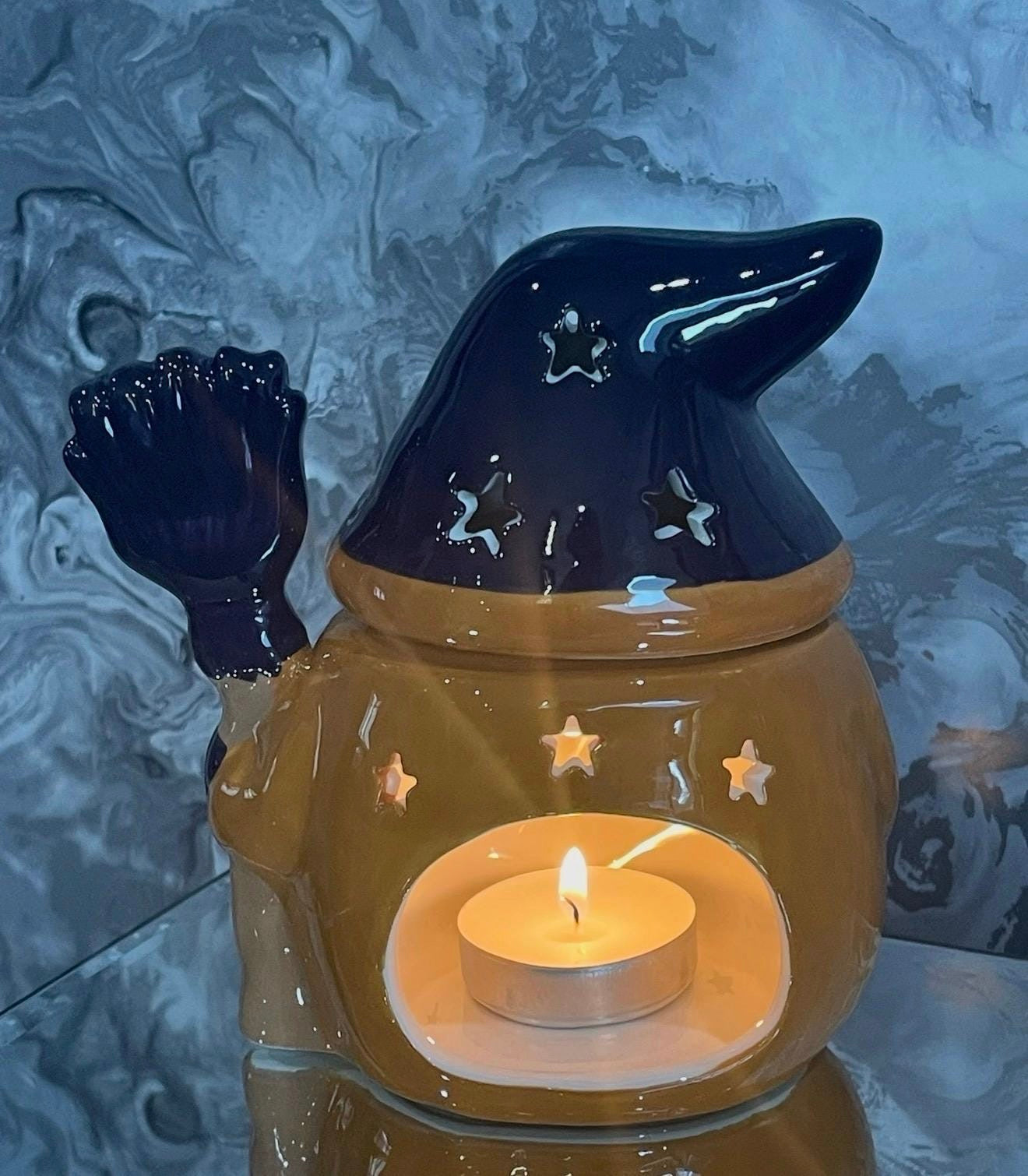 Halloween Witch Gonk Oil Burner – Ceramic Broomstick Wax Melt Burner – The Magic Is In You
