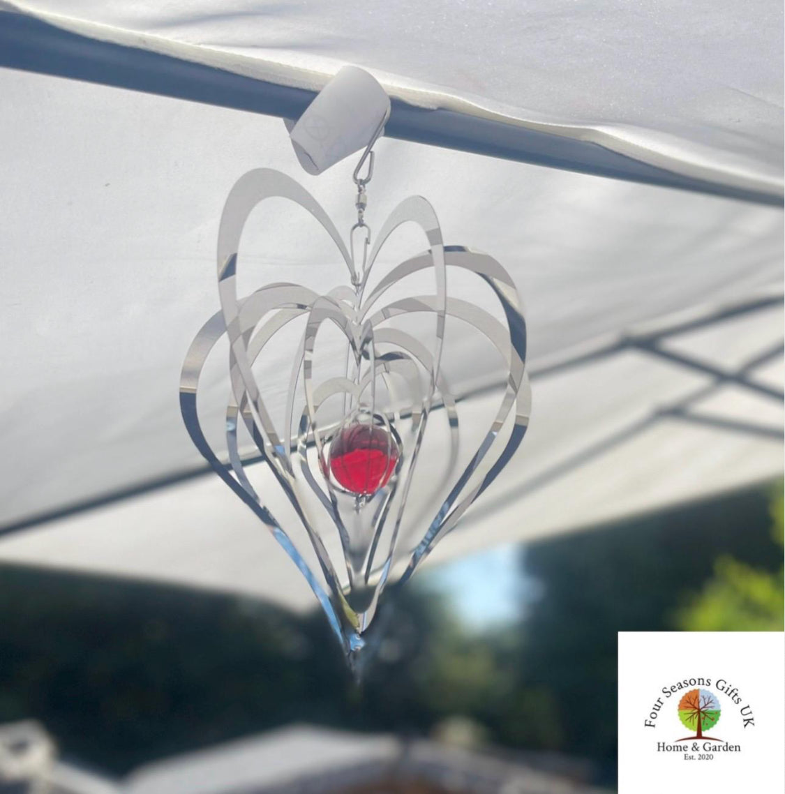 Love Heart Stainless Steel Mirrored Wind Spinner Sun-catcher Hanging Garden Decorative Ornament