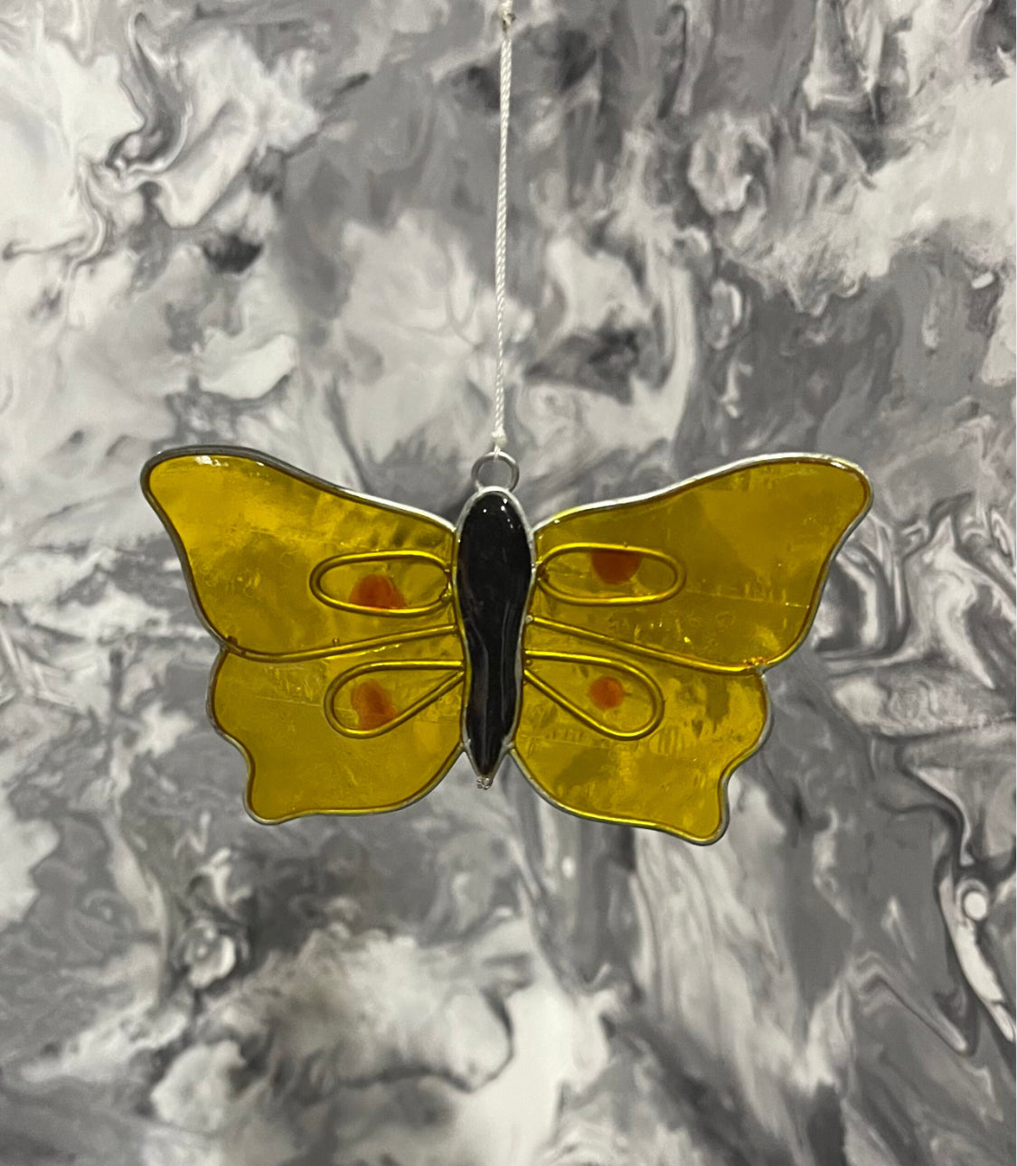 Yellow Butterfly Suncatcher Wind Spinner Light Catcher Window or Garden Hanging decoration