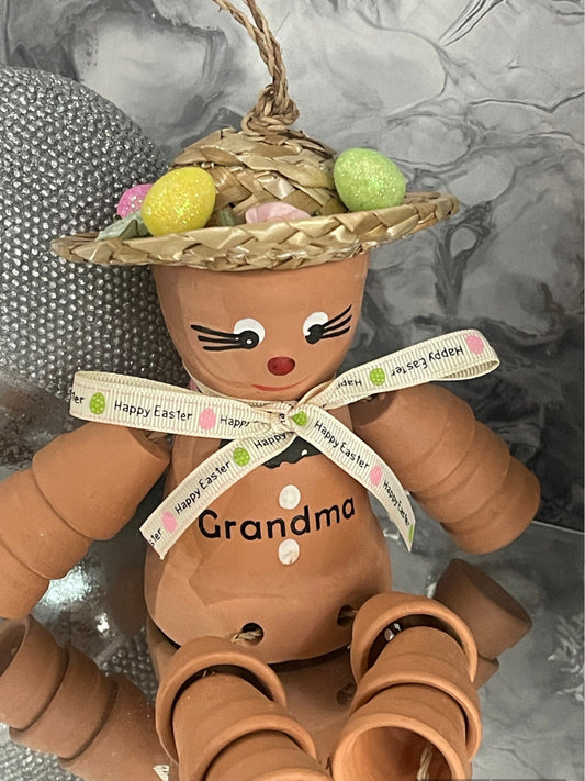 Personalised Terracotta Easter Theme Plant Pot Lady Gift