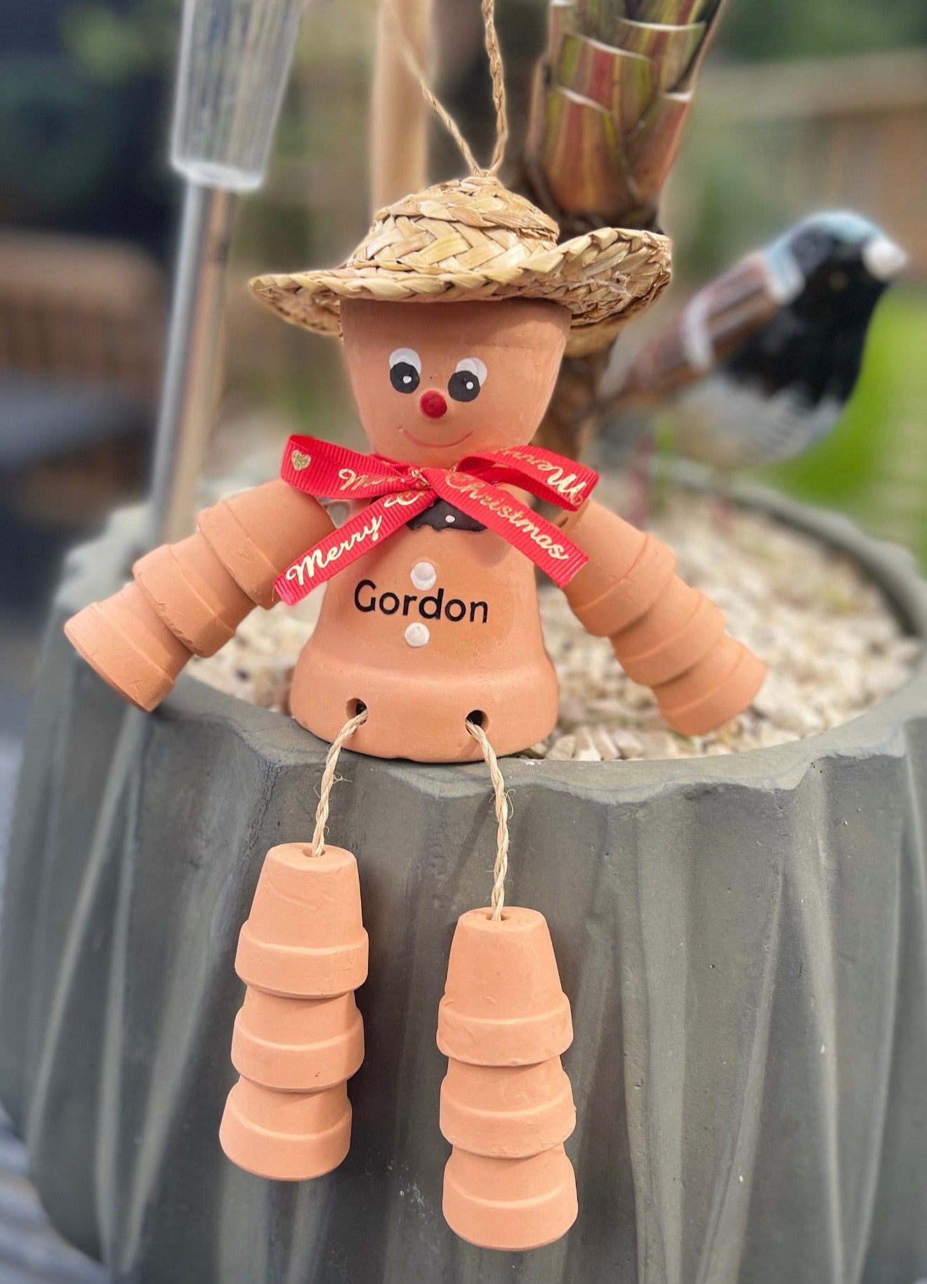 Personalised Terracotta Christmas Flowerpot People - Handmade Garden Ornament