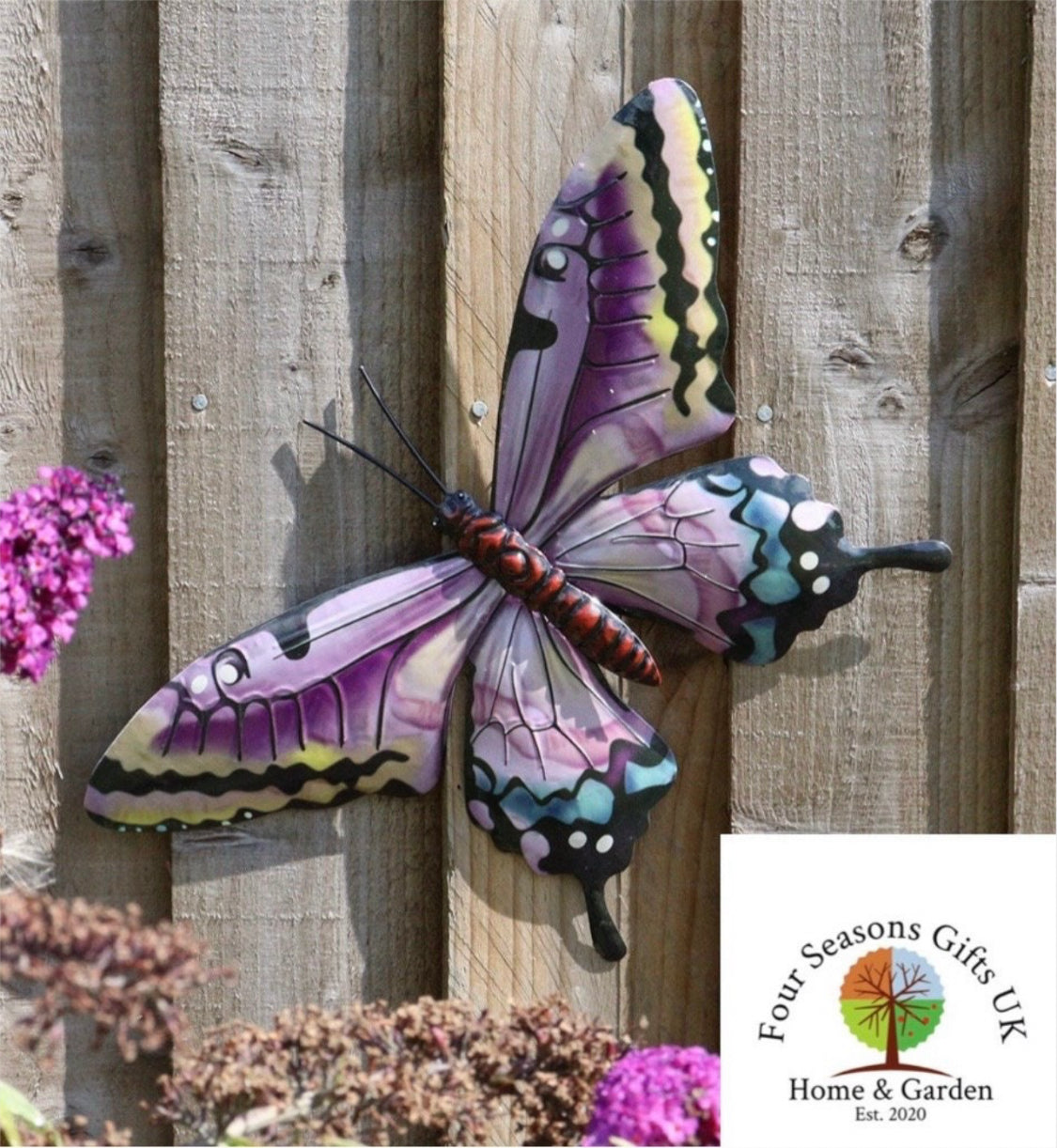 Decorative Butterfly Metal Garden Wall Art Plaques, Brighten up Fences, Walls, Sheds, Summerhouses etc. - 4 Colours