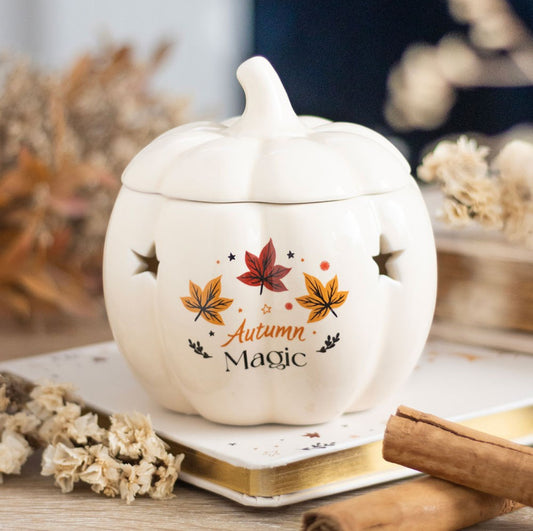 Autumn Magic Pumpkin Leaves Oil Burner Wax Melt Warmer Home Decor Ornament, Autumn Gifts