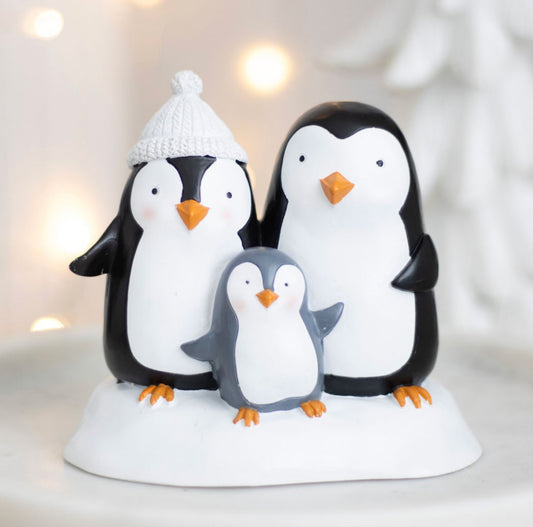 Cute Festive Penguin Family Resin Christmas Ornament Decoration, Couples Family Xmas Gifts, Snuggle Season.