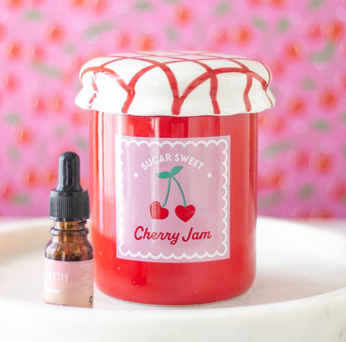 Cherry Jam Jar Oil Burner Wax & Melt Warmer