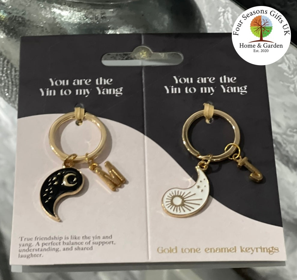 Personalised Yin & Yang Keyring Handbag Charms - Friendship Gifts or Couples Gifts