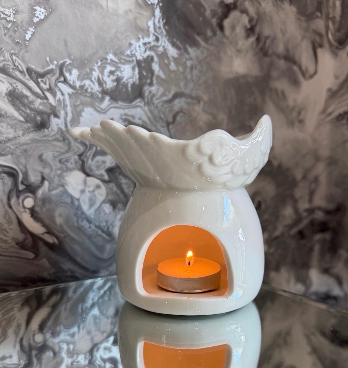 Angel Wing Oil Burner, Memorial Gift, Remembrance Keepsake, Ceramic Wax Melt Burner, Bereavement Gift