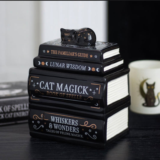Black Cat Book Stack Oil Burner – Ceramic Wax Melt Burner