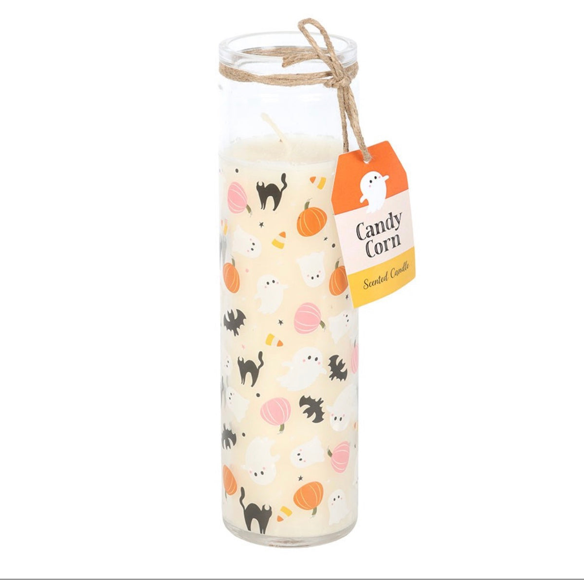 Sweet & Spooky Candy Corn Scented Tube Candle – Cute Halloween Ghost & Pumpkin Décor
