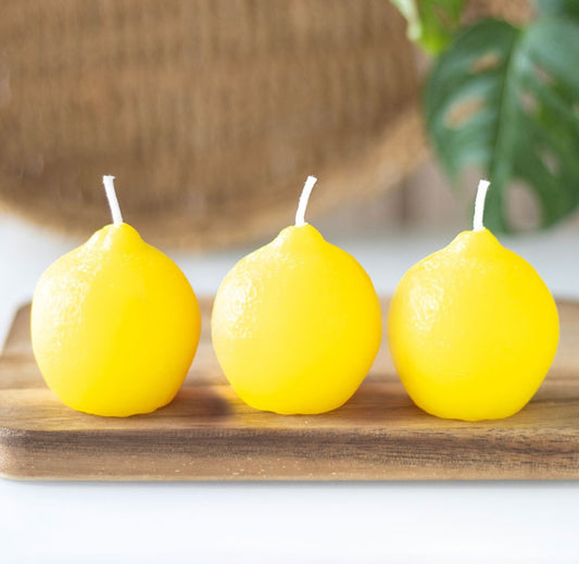 Set Of 3 Lemon Shape Unscented Candles Home Fragrance Aromatherapy Decor Gifts