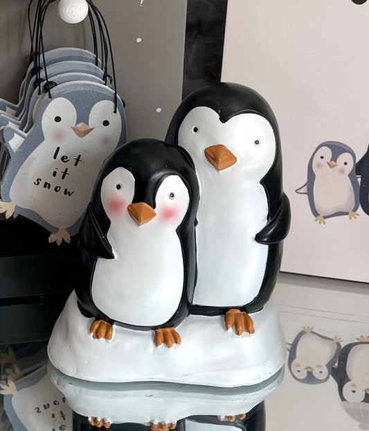 Cute Festive Penguin Couple Resin Christmas Ornament Decoration, Couples Gifts, Snuggle Season.