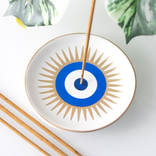 Blue Evil Eye Incense Stick Holder Home Fragrance Ornament Decor Spiritual Gifts