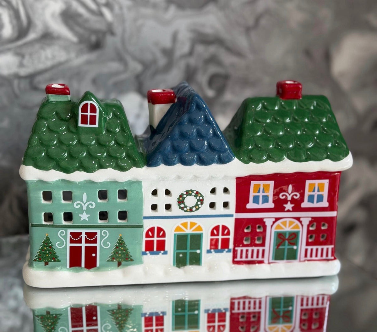Christmas Village Ceramic Tealight & Incense Cone Burner