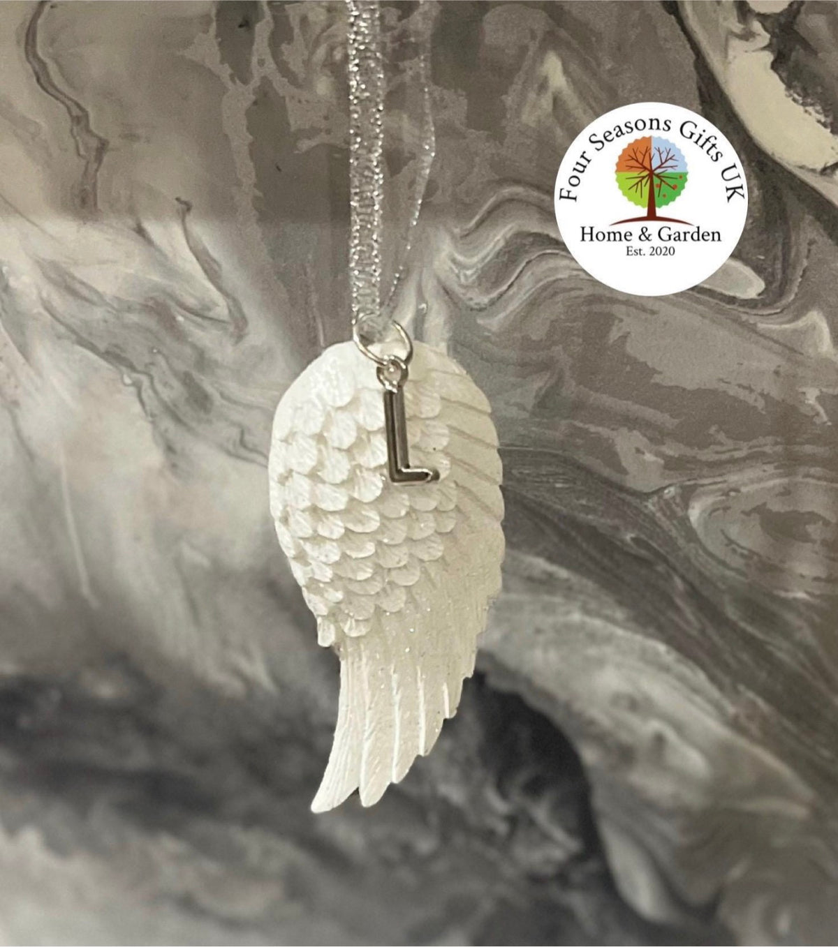Personalised White Angel Wing Memorial Ornament