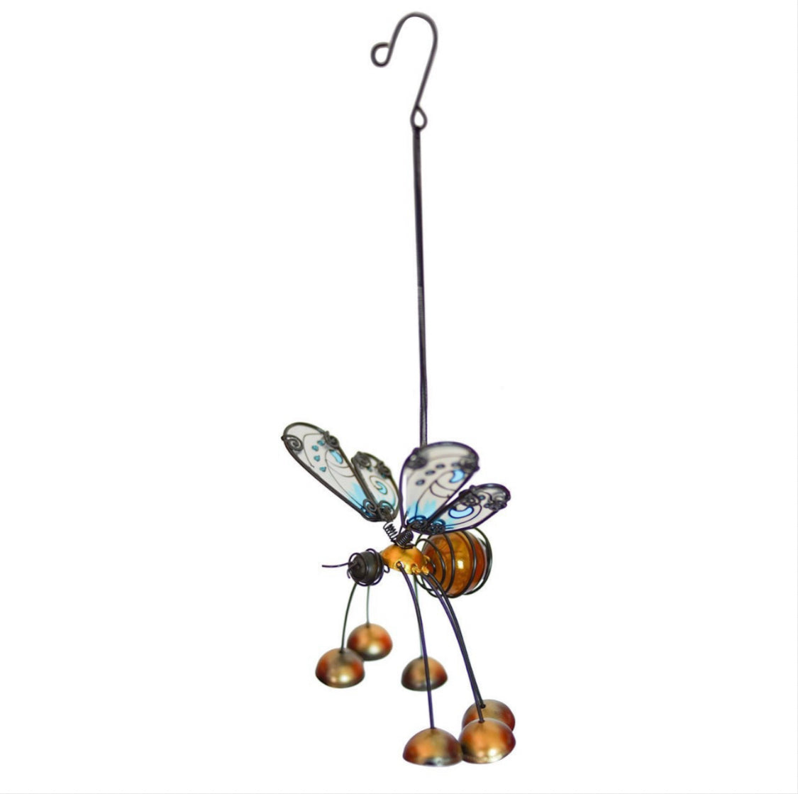 Beautiful Honeybee Bobbin Bells Wind chime, Detailed Colourful Glass Wings