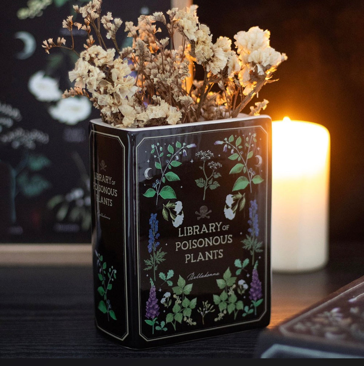 Gothic Ceramic Book Shaped Vase – Witchy Flower Vase, 3 Designs
