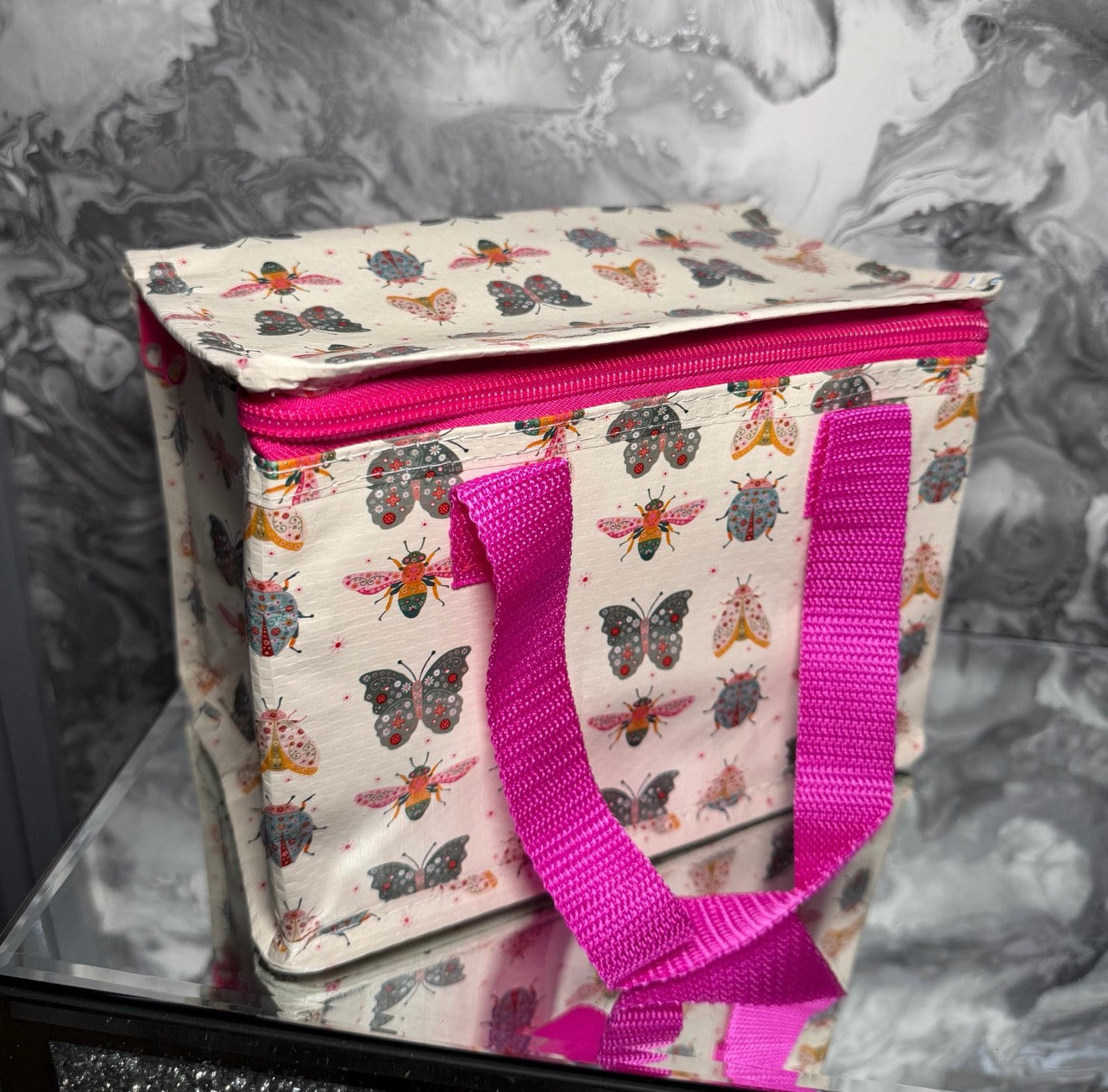 Floral Insect Insulated Lunch Bag Made from Recycled Plastic | Reusable Lunch Tote | Eco Friendly Gift | Lunch Bag for Work School Picnics