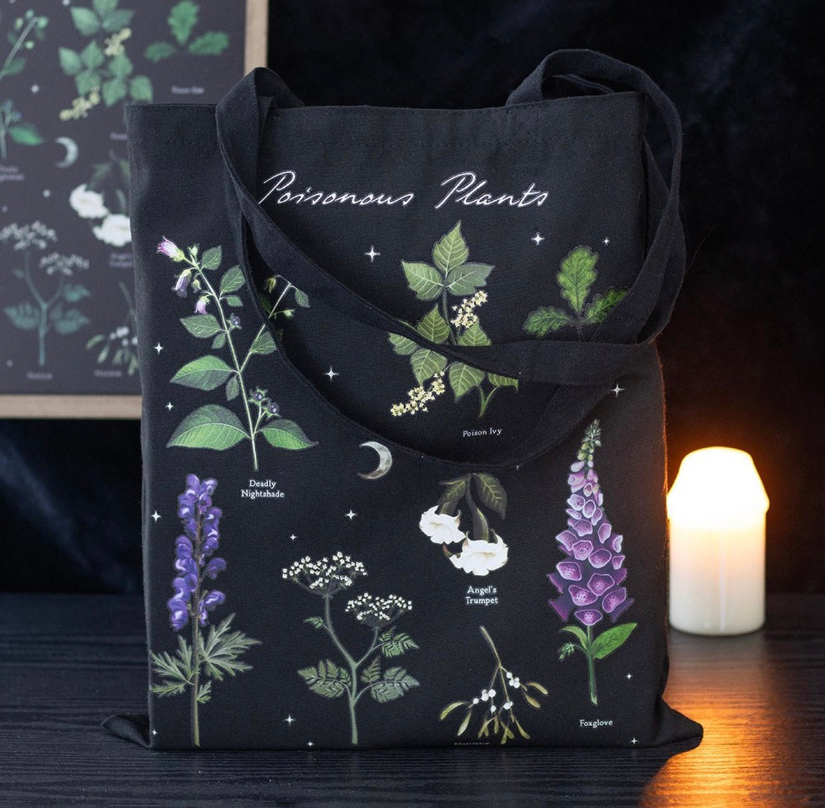 Poisonous Plants Tote Bag – Gothic Botanical Canvas Shopper