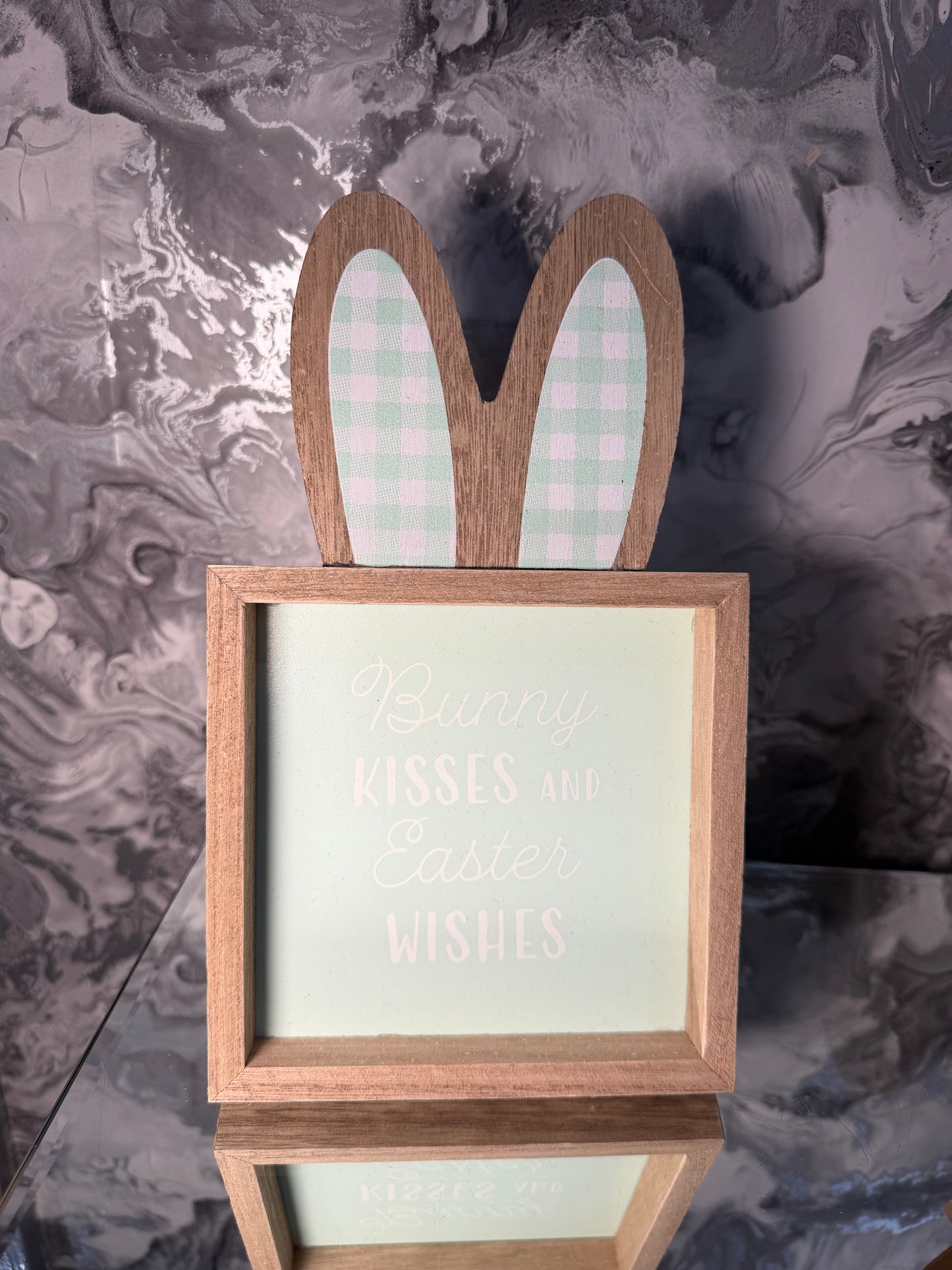 Easter Bunny Wooden Shelf Sign, Spring Decor, Bunny Ears Plaque, Easter Home Decor, Pastel Nursery Decor, Easter Gift Idea