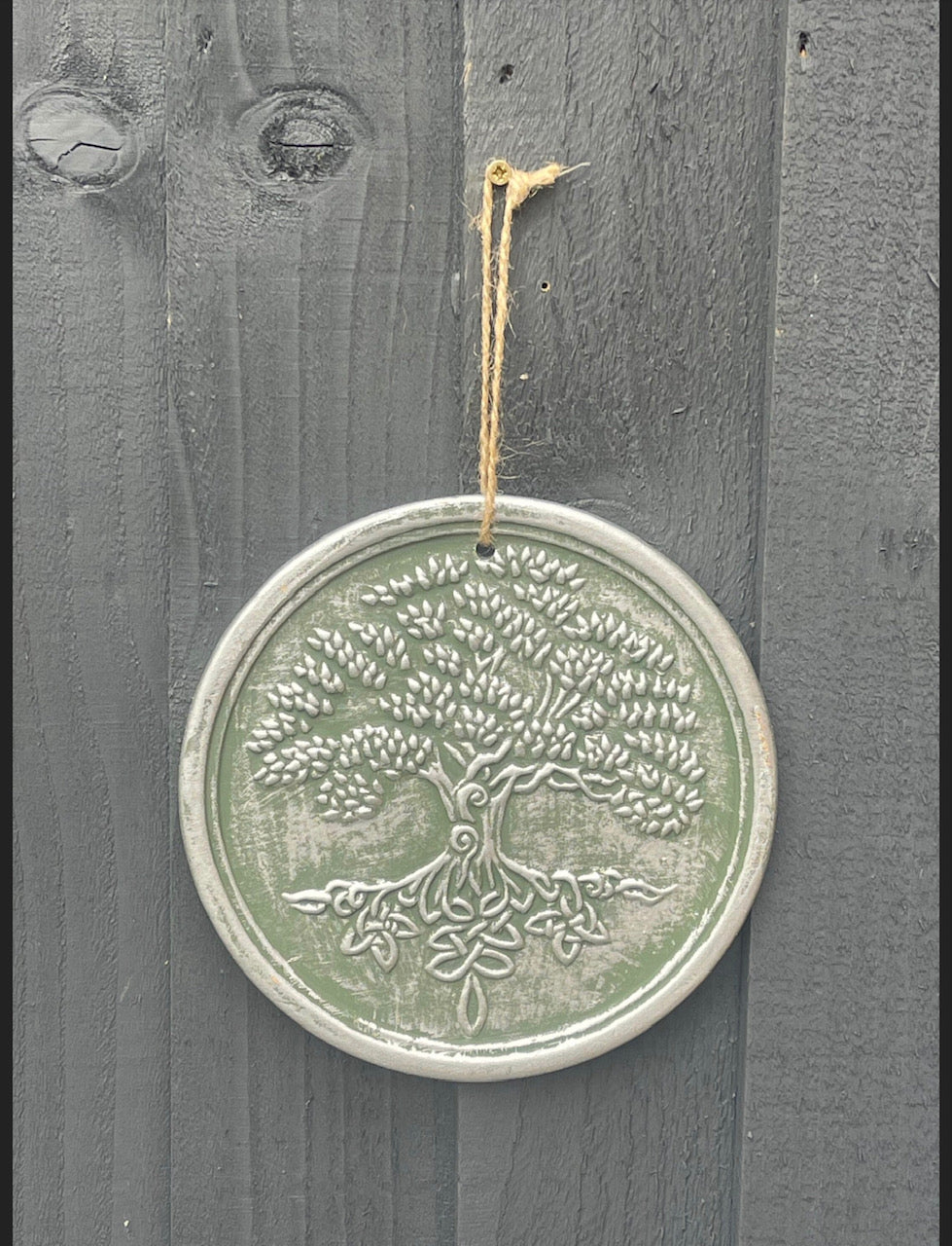 Tree of Life Ceramic Terracotta Hanging Wall Plaque Bronze or Silver