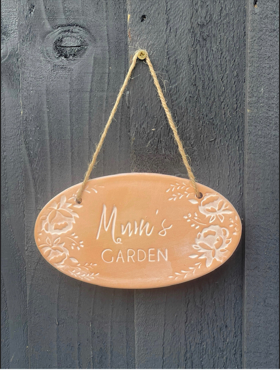 Mum's Garden Terracotta Ceramic Hanging Wall Plaque