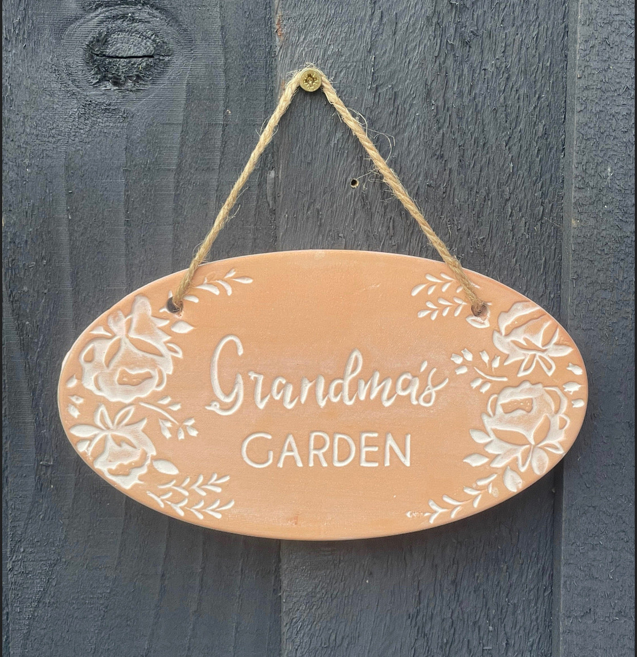 Grandma's Garden Terracotta Ceramic Hanging Wall Plaque