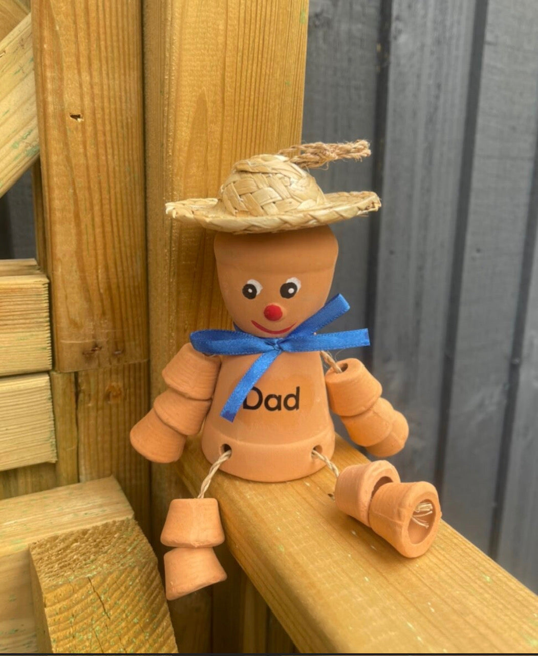 Personalised Terracotta Plant Pot Man or Lady Garden Ornaments Includes Ribbon Of Choice