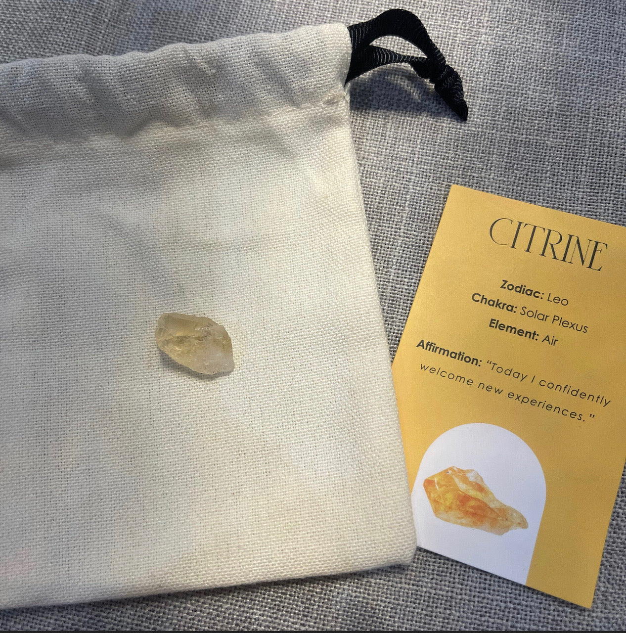 Citrine Healing Natural Rough Crystal Complete with Personalised Storage Pouch