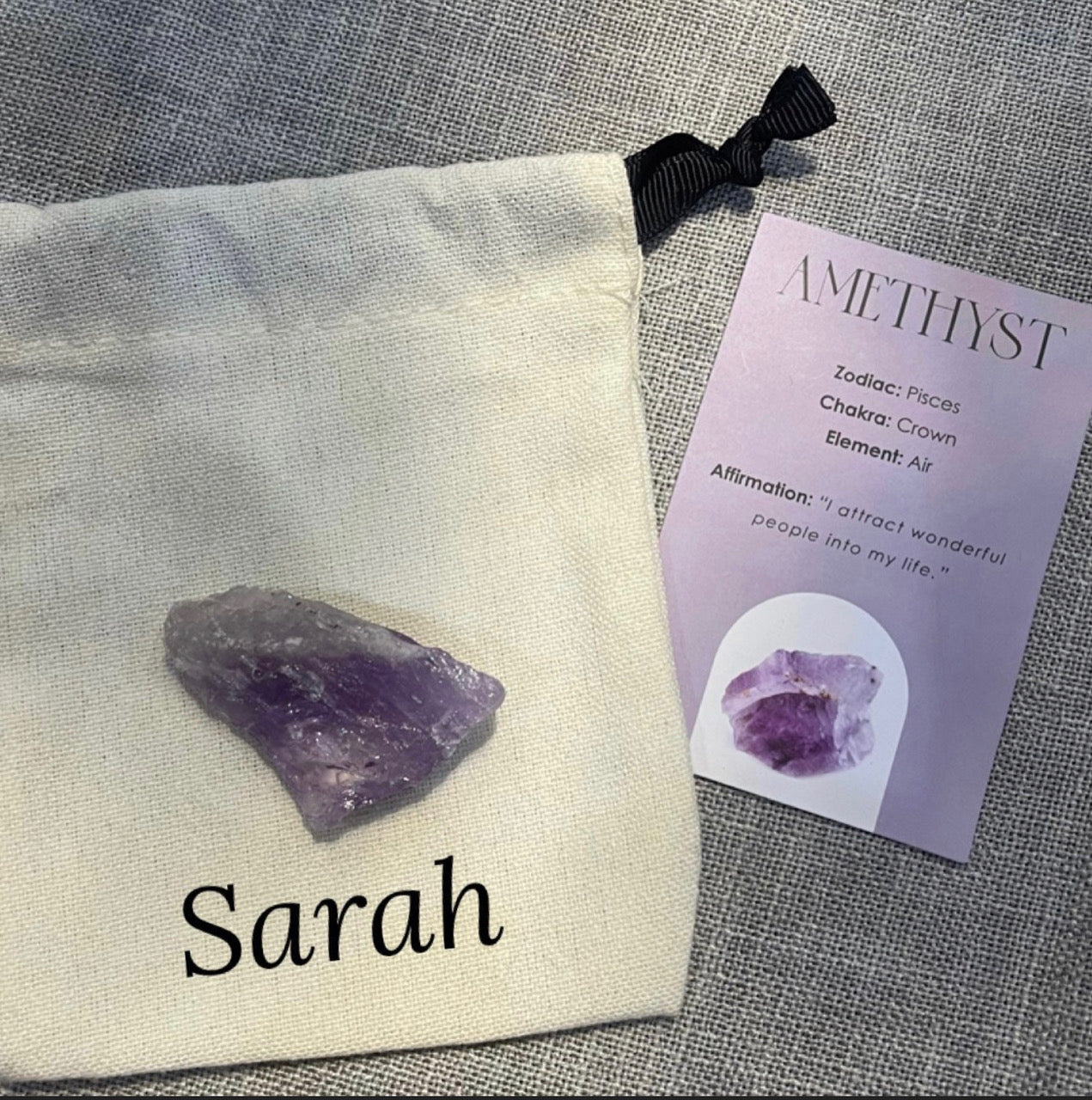 Amethyst Healing Natural Rough Crystal Complete with Personalised Storage Pouch