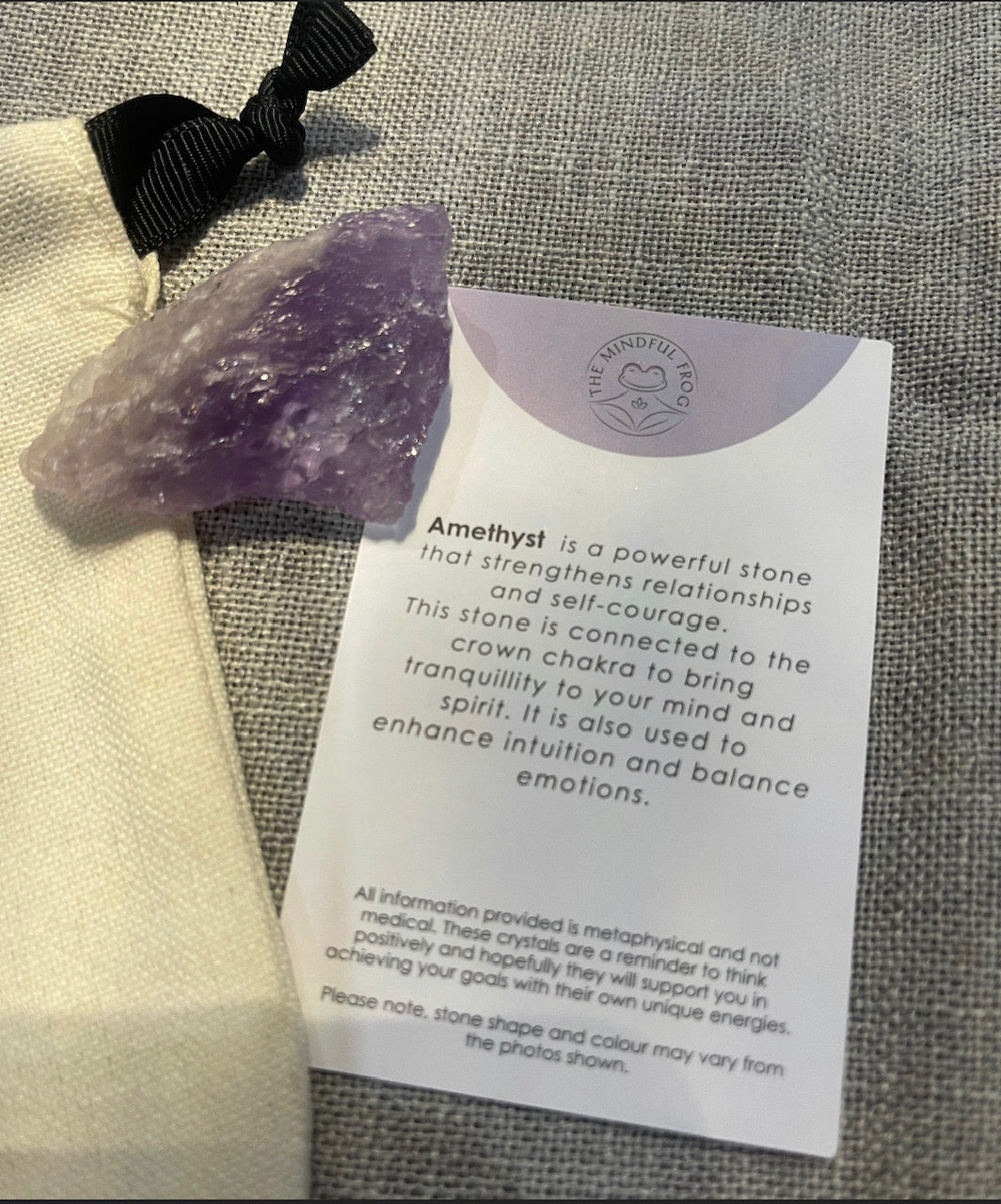 Amethyst Healing Natural Rough Crystal Complete with Personalised Storage Pouch