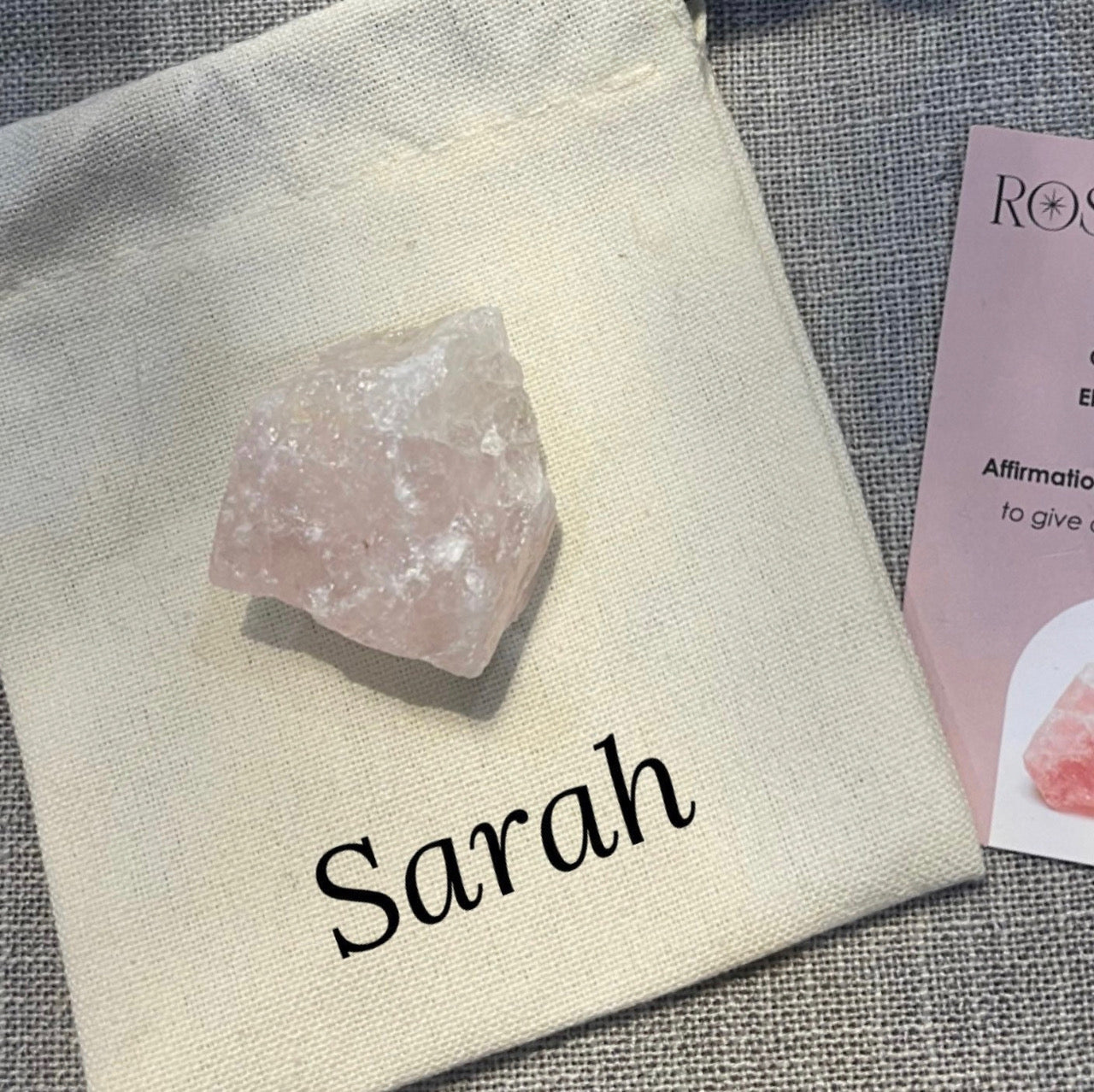 Rose Quartz Healing Natural Rough Crystal Complete with Personalised Storage Pouch