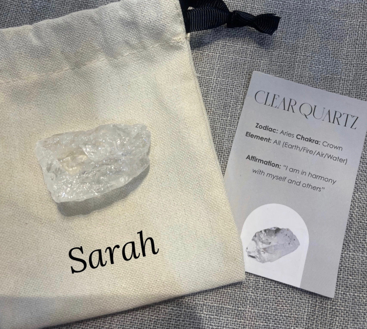 Clear Quartz Healing Natural Rough Crystal Complete with Personalised Storage Pouch