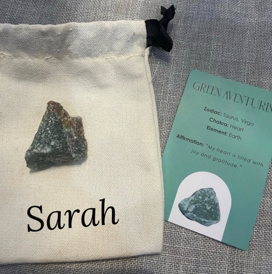 Green Aventurine Healing Natural Rough Crystal Complete with Personalised Storage Pouch