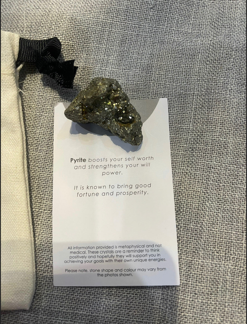 Pyrite Healing Natural Rough Crystal Complete with Personalised Storage Pouch