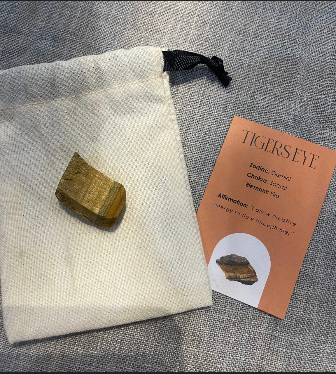 Tigers Eye Healing Natural Rough Crystal Complete with Personalised Storage Pouch