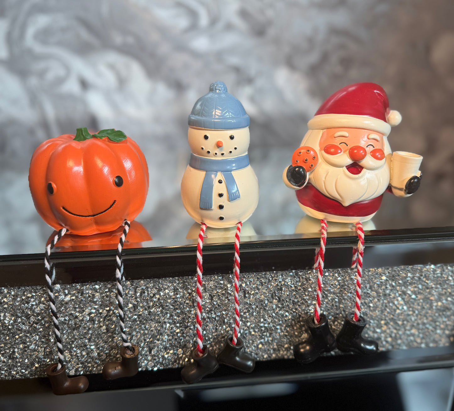 Seasonal Shelf Sitter Decorations – Pumpkin, Snowman, Santa & Christmas Sprout